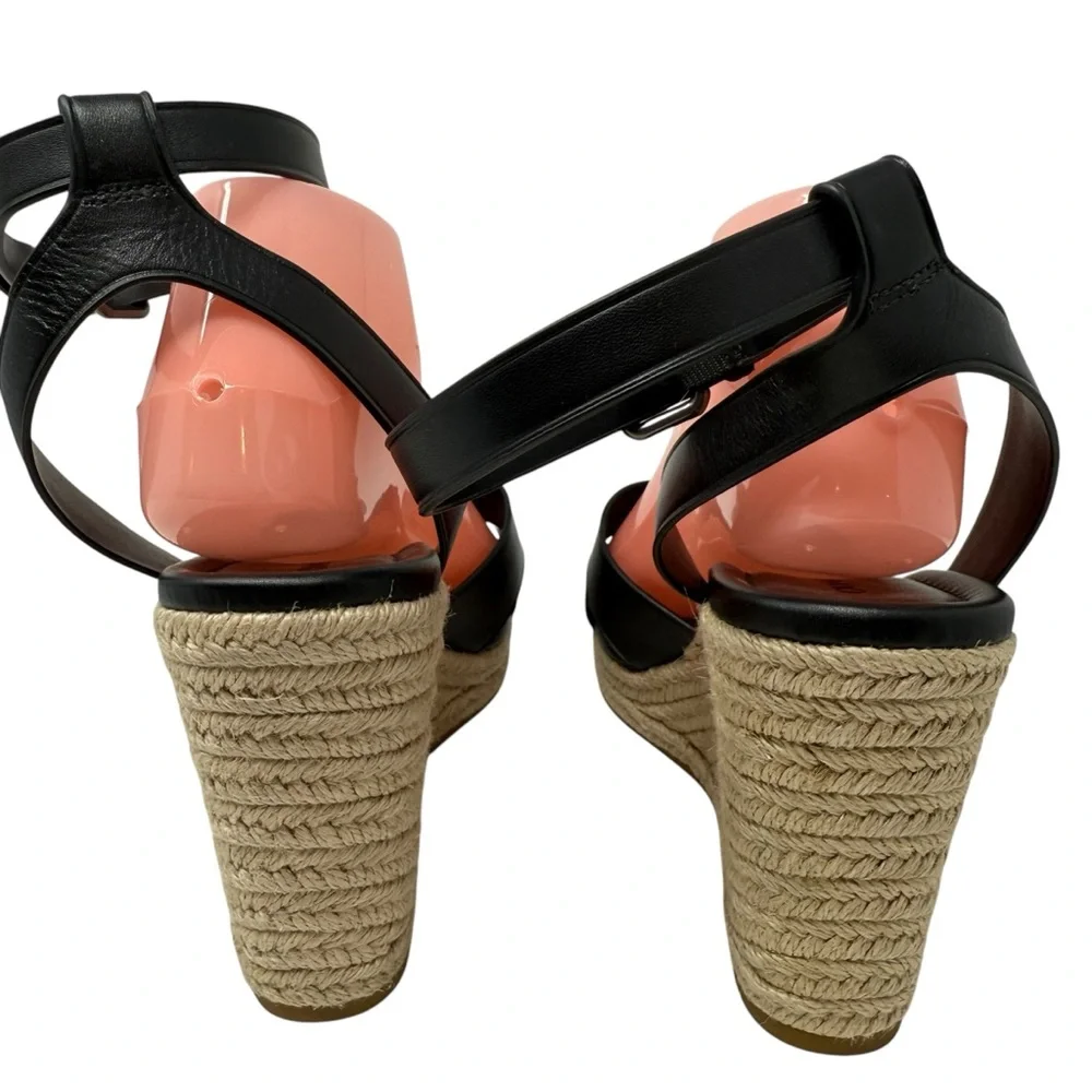 Coach Womens Size 11 Kaelyn Wedge Sandals Black leather ankle strap New